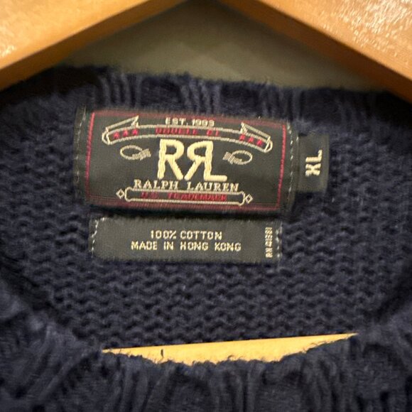 RRL Double RL Mens Navy Cotton Pullover Sweater Sweatshirt 100% Cotton - XL - Picture 3 of 7